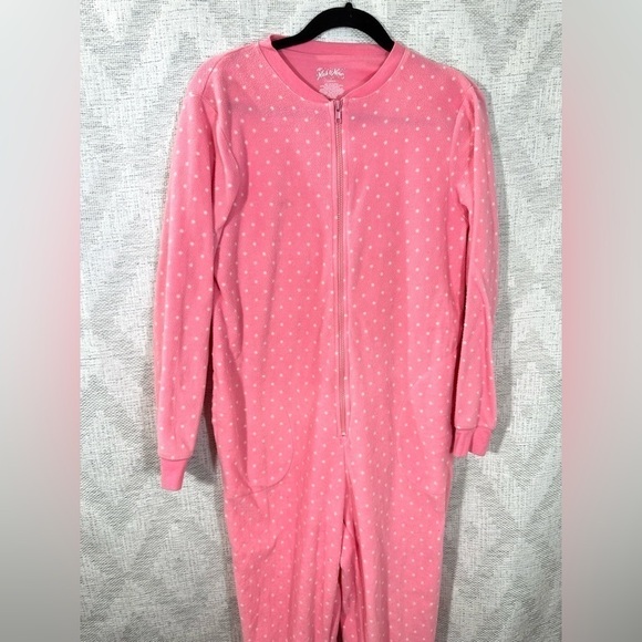 Nick & Nora pink polka dot bunny slipper onesie pajamas size S - Picture 2 of 6